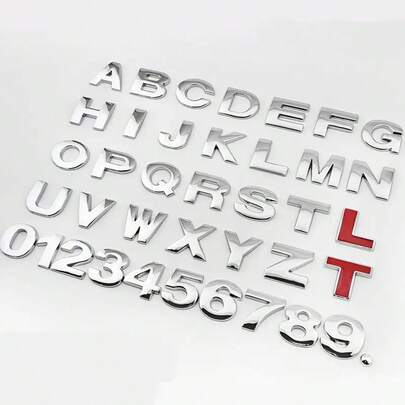 Car English Letter Metal Car Logo Trunk Sticker Number Plate Car Tail Decoration Car Body Sticker Modified Engine Capacity Label