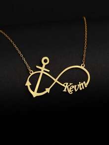 1 pieza Elegante collar de cadena con ancla personalizado con colgante de acero inoxidable con nombre de amor infinito, con forma de cruz - Regalo diario simple y de moda, regalo de Año Nuevo