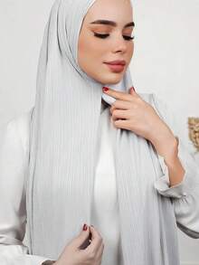 1pc Ready To Wear Instant Jersey Hijab Scarf, Breathable Muslim Headscarf For Women For Dress - Multicolor - View 2