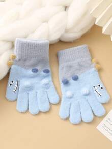 1双柔软保暖冬季手套，青少年针织抓绒五指手套 | 专为户外活动设计，四季舒适，柔软抓绒材质 - 恐龍分指手套 - 查看 3