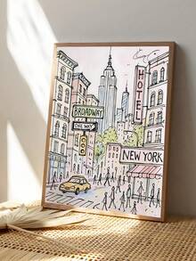 1pc Modern New York City Art Print Poster, New York Poster, Paris Art Print Poster, Feminine Wall Art, City Print, Aesthetic Wall Print, Pink Wall Art, Bedroom Decor, Living Room Decor, Office Decor, Dorm Decor,Wall Arts, Wall Decor, Home Decor, Room Decor, Canvas Wall Art, Posters, Wall Art With Frame, Optional Frame ﻿ ﻿ ﻿ ﻿