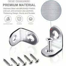 Soportes de Esquina en L, 50 pack Soportes de Acero Inoxidable en L para Estantes 90 Grados, con Tornillos Soporte de Esquina de Metal, Soporte de Angulo Recto Pequeo 20mm - 20 mm - Ver 8
