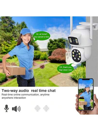 2.4G/5G WiFi Dual Lens Outdoor Surveillance Camera, High Definition Intelligent Monitoring Display Of Static Moving Images, PTZ Featuring Night Vision Function, Motion Detection, 355° Pan Tilt Rotation 90° Elevation Vision, Two Way Audio, Alert, Application Control, CCTV Camera Connected To Mobile Phone, Wand Mounted Security Indoor view 2