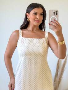 Elegant Long Dress With Slit, Stretch And Viscose Lining For Summer Wedding Party - Beige - View 4