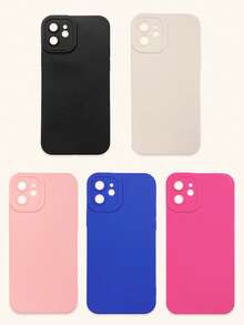 Bộ 5 ốp lưng điện thoại Dopamine màu trơn, ốp lưng điện thoại tối giản, ốp bảo vệ ống kính, tương thích với iPhone & Galaxy, màu đen, trắng, hồng, đỏ hồng, xanh dương, ốp lưng điện thoại, ốp lưng dòng Galaxy, ốp lưng tương thích với iPhone 17 Pro Max, vỏ bảo vệ, ốp lưng điện thoại dễ thương, 11, 13, 14, 15, 16, v.v., phiên bản quốc tế, không phải phiên bản nội địa. - Nhiều màu - Xem 34