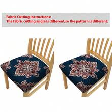 2/4/6 szt. rozciągliwych pokrowców na poduszki siedziska w stylu boho, pokrowce na krzesła, odpowiednie do wystroju domu, salonu, jadalni, ogrodu, hotelu, na imprezę, zmywalny materiał poliestrowy, pokrowce na poduszki siedziska krzesła do jadalni, ochraniacze na krzesła - Wielokolorowe - Zobacz 5