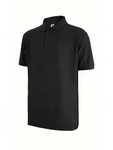 2-Piece Set, New Men's Cotton POLO Shirt, Men's Short-Sleeved Top, Solid Color POLO Formal Wear, High Quality, Skin-Friendly And Comfortable - 黑色 - 查看 4