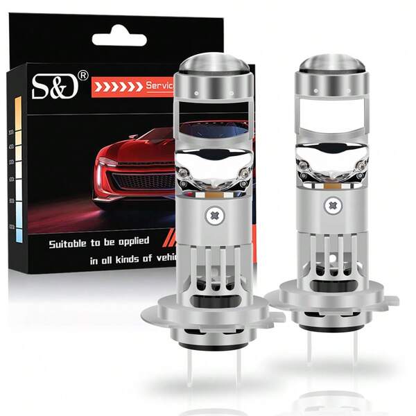 S&D Bombillas LED H7 Canbus 100W 20000LM H7 con lente proyectora Canbus para faros de coche, 6500K 12V, para luces de carretera y antiniebla de motocicleta