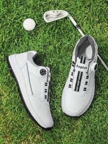 Zapatos de golf para hombres, nueva suela gruesa antideslizante y resistente al desgaste, diseño de botón giratorio de puntera redonda y baja, cómodos zapatos de golf profesionales para hombres con suela blanda y agarre fuerte, parte superior impermeable y antióleo, talla extra grande 46, zapatos deportivos para hombres adecuados para correr