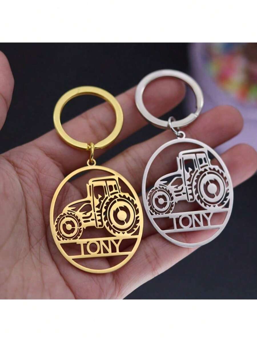 Customized Keychain Without Chain - Personalized Stainless Steel Keychain, The Best Gift For Your Loved One, Durable And Fashionable, Suitable For Backpacks, Cars, Loved By Men, Tractor Enthusiasts And Outdoor Lovers, Great For Room Decor