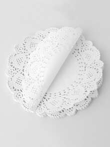 100/200/400 unidades de flores de papel de renda branca de 3,5 polegadas - papel para porta-copos redondo elegante, adequado para casamentos, festas e exposição de alimentos fritos, perfeito para sobremesas, decoração de mesa