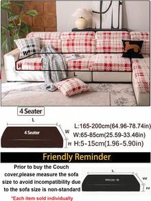1pc Solid Color Teddy Plush Sofa Cover, Elastic Wrap-Around, Warm & Comfortable, Simple Ins Style, Pet-Friendly, Non-Slip, Machine Washable, Suitable For L-Shaped Sofa 1/2/3/4 Seats, Living Room, Bedroom, Study - Red - View 9