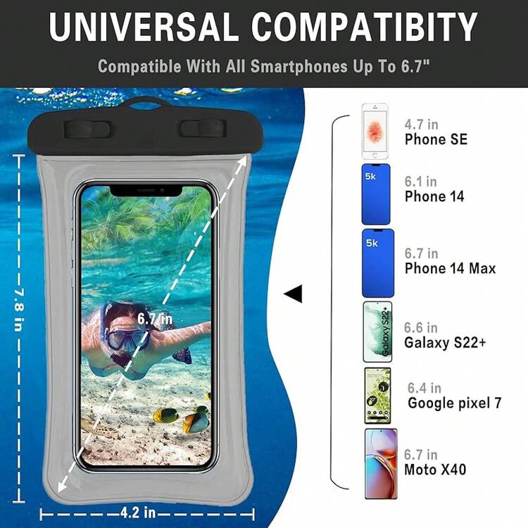 Cell Phone Waterproof Bags - Black + White - View 3