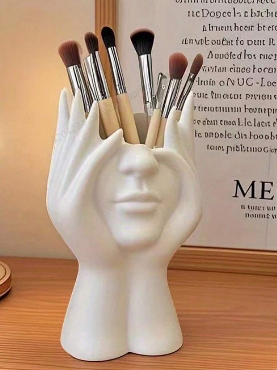 1pc Creative Human Body Painting Design Multi-Functional Desk Organizer Pen Holder Makeup Brush Holder Decorative Item - Multicolor - View 1