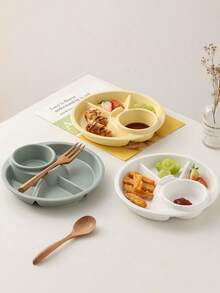 1pc Compartment Round Plastic Meal Tray - Reusable, Dishwasher , Ideal For Healthy Eating, Weight Loss, Picnics And Salads, Christmas Party Supplies, Family Dinner