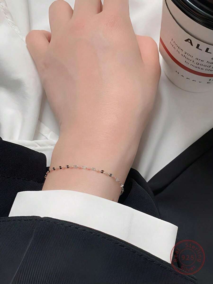 ELSEDES 1 pieza Brazalete decorativo ovalado de plata esterlina de moda para mujeres para el verano