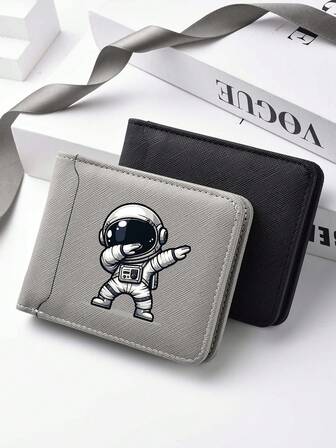 Cartera elegante con estampado de astronauta - Cartera corta bifold multifuncional con monedero, múltiples ranuras para tarjetas, disponible en varios colores, almacenamiento de tarjetas | Cartera minimalista | Cartera | Regalo ideal para fiestas