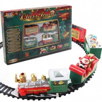 圣诞火车套装带灯光和声音铁路轨道套装电池供电的机车引擎和轨道玩具套装适合圣诞树下的电子玩具礼物