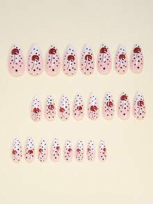 Îmbunătățiți-vă instantaneu aspectul cu 24 de unghii false cu model migdale Y2K, elegante, cu buline, roșu cireș și alb, cu vârf franțuzesc, cu acoperire completă, pentru femei și fete. Include 1 foaie de tablă adezivă și 1 pilă mini, potrivită pentru petreceri, întâlniri și birou. Purtare zilnică. Unghii false cu jeleu. Lipiciul este livrat aleatoriu.