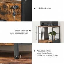 Filing Cabinet For Home Office, File Cabinet With 2 Drawers, Open Shelf, Steel Frame, For A4 And Letter Sized Files, Printer Stand, Industrial, Rustic Brown And Black - Rust Brown - View 2