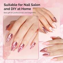 Pink Chrome Nail Powder For Gel Nails,Metallic Mirror Effect Pigment Stylish Fine Glitter For Home DIY Salon Use{"Color_name":"Pink"} - 粉紅色的 - 查看 7