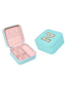 1 pieza Caja de almacenamiento de joyas de viaje portátil, Estuche de joyas de PU, Organizador de joyas de gran capacidad, Bandeja de exhibición de joyas, Soporte para anillos, Soporte para perfumes, Material PU resistente al agua y a la oxidación para proteger eficazmente sus joyas, Adecuado como regalo para madres, mujeres, maestros, amigos y familiares