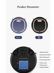 Robot Aspirador Barredora Robot Aspirador Limpiador Automático de Mopa de Piso Barredora 3 EN 1 Limpiador de polvo inteligente con aspiradora, Robot Barredora, Robot Aspirador Automático, Barrido, Fregona y Aspiradora, Robot de Barrido Recargable Robot Aspirador Inteligente Multifuncional Máquina de limpieza de eliminación de polvo y ácaros eficiente de barrido recargable,  Máquina barredora de limpieza para el hogar seco húmedo de doble uso para oficina en casa - azul - Ver 10