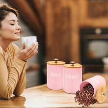 EZIFY 3-Piece Bamboo Lid Airtight Jars - Multi-Purpose Kitchen Storage Containers With Metal Bases, Suitable For Tea, Coffee, Spices, Stackable Storage Jars, Airtight Containers For Preserving Nuts, Grains And Dried Foods.