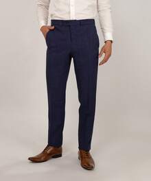 Terno Masculino Slim Azul Marinho com textura tipo Linho, Corte Italiano. Para Casamentos, Festas, Trabalho e Igreja - Azul Marinho - Visão 2