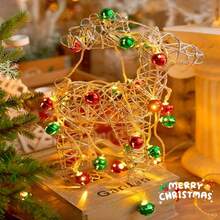 1 pieza Guirnalda de campana navideña con luces - Rojo y Verde, LED cálido, a pilas, adecuado para decoración del hogar, guardería, dormitorio, chimenea, escalera, fiesta, boda, cortina, árbol de Navidad - Perfecto para fiestas, cumpleaños de niños, Acción de Gracias, Año Nuevo y celebraciones de invierno (Baterías no incluidas), Luces de Navidad para interiores