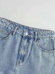 HIMARRI Elegantes jeans largos de mezclilla de pierna ancha para mujer, cintura alta y material elástico de calidad, perfectos para uso informal. - Azul - Ver 2