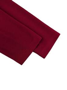 AOMEI Elegant Classy Plus Size Midi Cocktail Dress With V Neck Long Sleeves Ruffle Hem And Delicate Pearl Embellishment Christmas Clothes New Year Dress - Burgundy - View 7