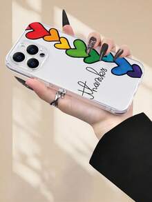 1 pezzo Custodia per telefono creativa con motivo a cuore arcobaleno, adatta come regalo per famiglia, amici, coppie, guscio protettivo trasparente e morbido compatibile con 17/16/15/14/13/12/11/7/8/XR/XS/Plus/Pro/Pro Max e serie Galaxy S/A, perfetta per regali di vacanza