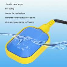 Interruptor flotante con cable de 15 m/49 pies Controlador de nivel de agua y líquidos Ecológico para piscinas y sumideros de aceite