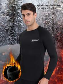 1pc Men's Thermal Underwear, Warm Insulated Base Layer For Indoor, Outdoor Sports, Skiing, Hunting In Cold Weather, Thick Thermal Lining Sleepwear For Autumn/Winter
