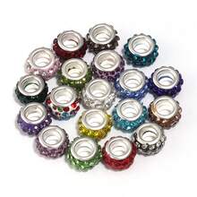 10pcs/Pack Shambhala Crystal Multi-Color Large Hole Beads 14mm, Fashionable Rhinestone Colorful Shiny Y2K Beads, Suitable For Handmade DIY Bracelet Necklace Jewelry Craft, Charms, Phone Chains, Key Chains