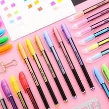 48pcs/Set Neon Color Gel Ink Rollerball Pens Set, 1.0mm Fine Point, Assorted Fluorescent Colors, Durable Plastic Material For Students And Journaling