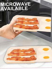11x8 英寸微波炉培根烹饪器，白色带槽微波炉培根托盘，带 2 个煮蛋杯，不粘设计，快速烹饪，经典厨具礼品 - 白色 - 查看 8