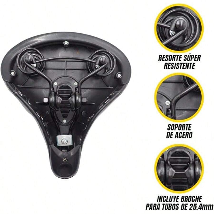 ALTREGO Asiento Bicicleta Prostático, Ancho y Muy Cómodo, Incluye Broche - Negro - Ver 1