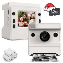 Aparat do natychmiastowych wydruków dla dzieci, prezent 2 w 1 do mediów społecznościowych: wielofunkcyjny aparat natychmiastowy dla dorosłych i dzieci z technologią bezatramentową – natychmiastowe robienie i drukowanie zdjęć/filmów w jakości 1080P HD, kreatywne filtry i naklejki, idealny w podróży, na imprezach, na Boże Narodzenie, na urodzinach – gotowy prezent dla niego, dla niej, nastolatków, par i przyjaciół (zawiera papier fotograficzny, akumulator 1300 mAh) [Aparat do natychmiastowych wydruków i przenośna drukarka]