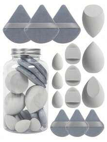 NEFOUME 15 piezas Esponjas de maquillaje con estuche de almacenamiento, 3 piezas Esponja de maquillaje y 3 piezas Mini esponja de maquillaje y 3 piezas Borlas de polvo y 3 piezas Mini borlas de polvo y 3 piezas Mini borlas de cojín de aire, Esponjas de mezcla de maquillaje para base, líquido, crema y polvo sin imperfecciones, Esponjas de maquillaje de varios colores, Esponjas de maquillaje para base sin látex, húmedas y secas, Incluye borlas de polvo de cojín de aire, esponjas de mezcla sin látex y borlas de maquillaje, Maquillaje, Barato, Decoración de habitación, Tocador, Accesorios de maquillaje, Borla, Mezclador de maquillaje, Borla de polvo, Esponja de maquillaje