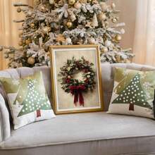 1 Stück Vintage Weihnachtskranz Wandkunst Bild, minimalistische Weihnachtsdrucke Leinwandgemälde, Weihnachtskranz Poster, Feiertags-Dekor für Wohnzimmer, Schlafzimmer oder Bauernhaus, Geschenk für sie, ungerahmt oder gerahmt - Verschiedenfarbig - Übersicht 4