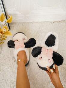 Women's Cartoon Rabbit House Slippers, Lightweight, Comfortable, Warm, Closed Toe, Suitable For Autumn/Winter, Indoor, Home, Living Room, Student Dorm, Fun Slippers