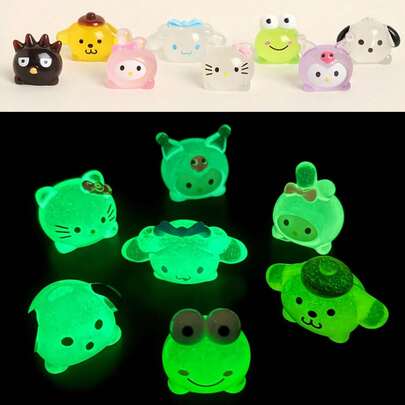  Figura miniatura de Hello Kitty que brilla en la oscuridad de Sanrio, decoración para el coche, adecuada para fiestas de vacaciones, regalos de cumpleaños y regalos de festivales, regalos sorpresa de fiesta, fiesta sorpresa de cumpleaños