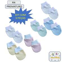 Kit com 03 Pares de Luvas para Bebê - Menino - Visão 2