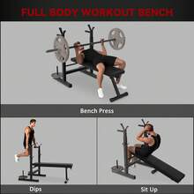 SOOZIER Adjustable Weight Bench, Foldable Bench Press With Barbell Rack And Dip Station For Home Gym, Strength Training Multiuse Workout Bench, Black - Black - View 4