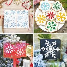 8 件（5.9 X 5.9 英寸）可重复使用的圣诞雪花模板 - 下雪、圣诞快乐、小矮人和节日设计，用于绘画、喷窗和工艺品、圣诞工艺品用品 | 节日模板 | 可重复使用的模板，可重复使用的圣诞模板 - 彩色 - 查看 9