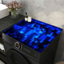 1pc Blue Puzzle Block Pattern, Silica Gel Washing Machine Dryer Top Protective Pad, Washing Machine Dust Cover Mat, Kitchen Supplies, Anti-Slip, Suitable For Laundry Room, Bathroom, Home Decor, Room Decoration