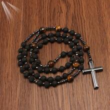 1pc Long Rosary Necklace With Cross Pendant, Women/Men's Necklace, Best Gift, Fashion Accessory