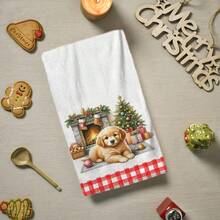 2/4/48 piezas Toallas de cocina navideñas vintage - Toallas de plato y mano ultra suaves y absorbentes de poliéster con diseño de perro lindo y cuadros rojos y blancos a cuadros búfalo - Perfectas para decoración navideña y regalos de Año Nuevo